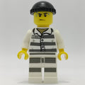 fig-007909 – Criminal, Prison Shirt with #86753, Prison Striped Legs, Black Hat