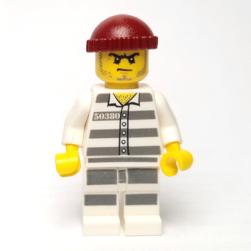fig-007914 – Criminal, Prison Shirt with #50380, Dark Red Hat