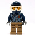 fig-007921 – Policewoman, Sand Blue Vest with Zipper, Radio, Badge and Pouches, Tan Legs, Dark Blue Dirt Bike Helmet with Goggles
