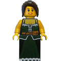 fig-007929 – Barmaid - Dark Green Torso, Dark Bluish Grey Slope for Legs, Dark Brown Hair