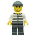 fig-007932 – Criminal, Prison Shirt with #50380, Dark Bluish Gray Legs, Dark Bluish Gray Hat, Stubble