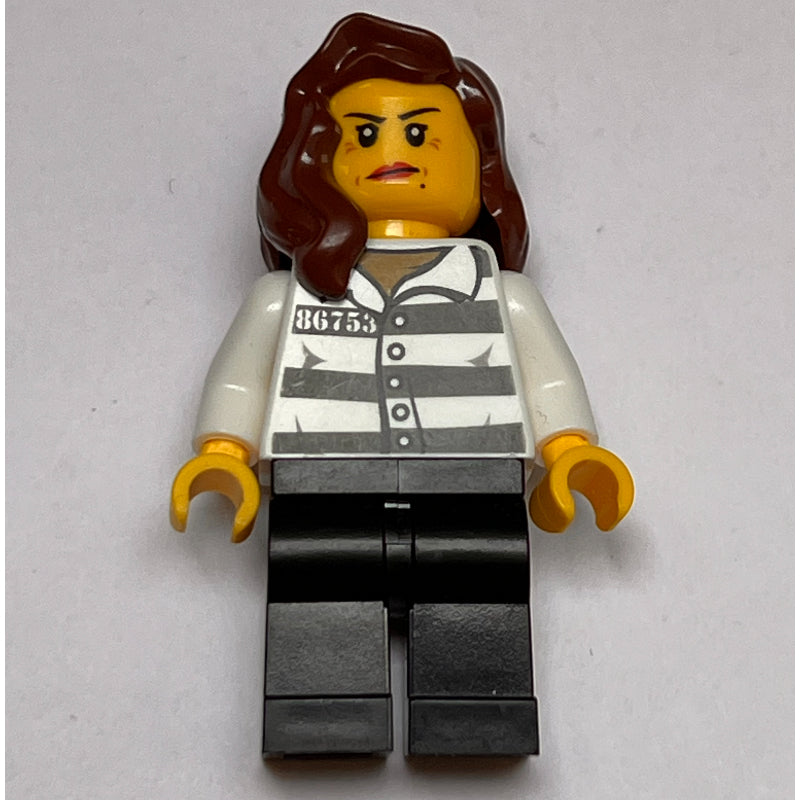 fig-007938 – Criminal, Woman, Prison Shirt with #86753, Reddish Brown Hair
