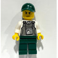fig-007965 – Security Guard, Dark Bluish Gray Vest with ID Badge, Dark Green Cap