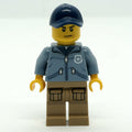 fig-007969 – Policeman, Sand Blue Jacket with Pockets and 'POLICE' on Back, Dark Blue Cap