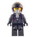 fig-007976 – Criminal, Open Dark Bluish Gray Jacket with Zipper over Prison Shirt, Black Helmet with Visor, Breathing Apparatus