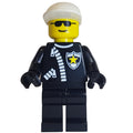 fig-007991 – Policeman, Black Jacket with Zipper and Badge, White Cap, Sunglasses