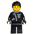 fig-007994 – Policewoman, Black Jacket with Zipper and Badge, Black Hair