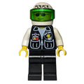 fig-007998 – Policeman, Black Vest with Badge and Pockets, White Helmet with 'POLICE' and Trans-Green Visor, Sunglasses