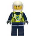 fig-008014 – Police Officer, Vibrant Yellow Police Vest, White Helmet with Visor