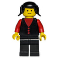 fig-008015 – Woman, Black Vest over Red Top, Black Legs, Black Hair