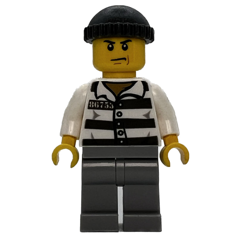 fig-008019 – Criminal, Prison Shirt with #86753, Light Bluish Gray Legs, Dark Bluish Gray Hat