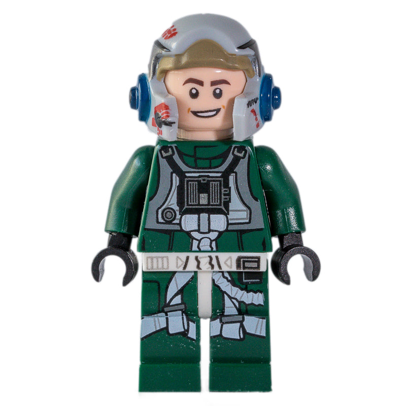 fig-008021 – Rebel Pilot A-wing, Dark Green Uniform, Black Helmet Stripe
