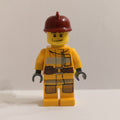 fig-008022 – Fireman, Bright Light Orange Fire Suit, Dark Red Helmet