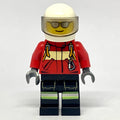 fig-008051 – Fireman, Red Jacket with Straps, White Helmet with Visor, Silver Sunglasses