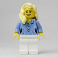 fig-008062 – Woman, Medium Blue Polo Shirt with Necklace, White Legs, Light Bright Yellow Hair
