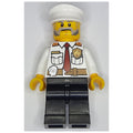 fig-008065 – Fireman, White Shirt with Red Tie, Badge, and Radio on Belt, White Hat, Beard