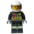 fig-008070 – Fireman, Safety Vest with Flashlight, Pocket, and Belt, White Helmet with Visor