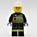 fig-008072 – Firewoman, Black Fire Suit with Gauge and Straps, White Helmet