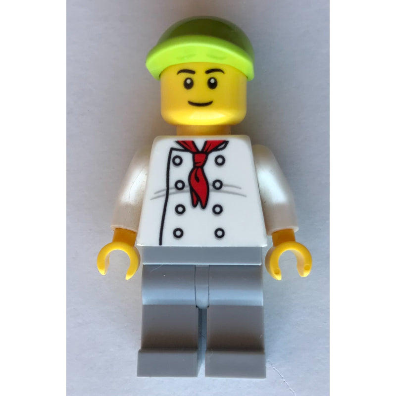 fig-008073 – Chef, Red Neckerchief, Light Bluish Gray Legs, Lime Cap
