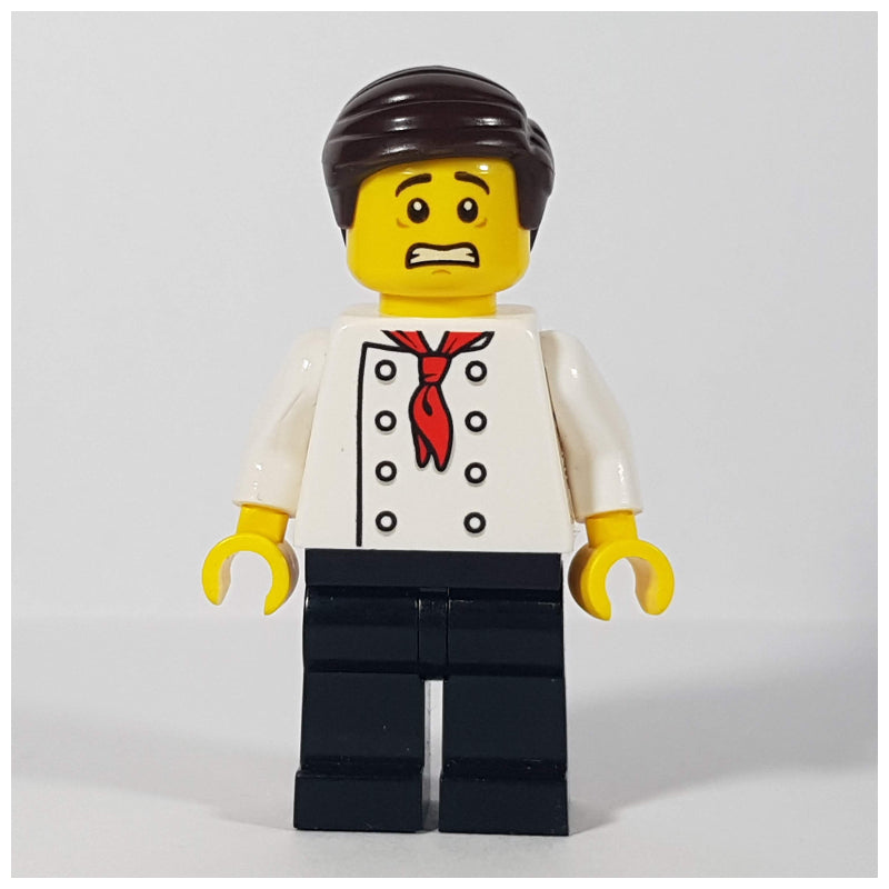fig-008082 – Chef, Red Neckerchief, Black Legs, Dark Brown Hair