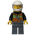fig-008109 – Firewoman, Orange Safety Vest with Radio, White Helmet with Visor, Airtanks