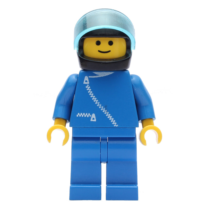 fig-008113 – Man, Blue Jacket with Zipper, Blue Legs, Black Helmet with Visor