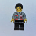 fig-008122 – Fireman, Light Gray Jacket with Radio and Pocket, Black Hair, Moustache
