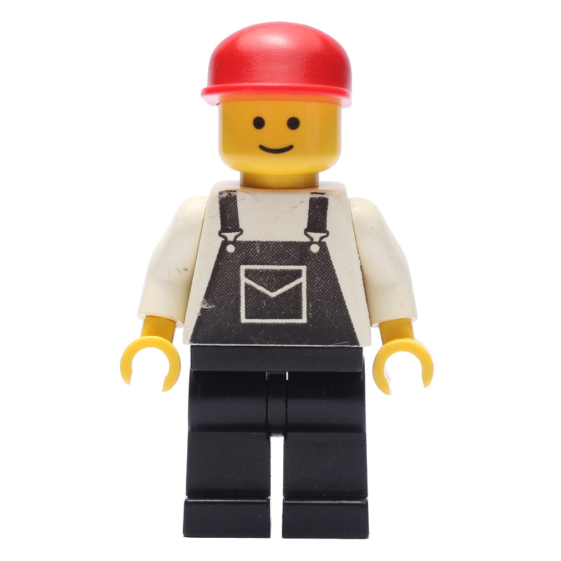 fig-008125 – Man, Black Overalls, Red Cap (3626b Head)