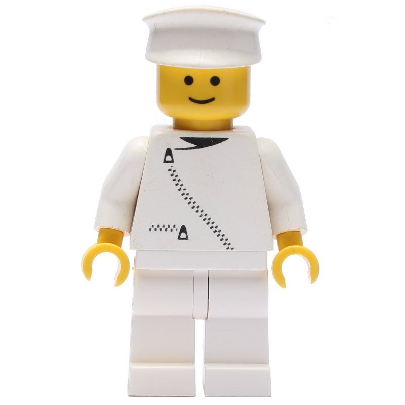 fig-008132 – Man, White Jacket with Zipper, White Legs, White Hat