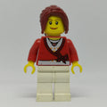 fig-008135 – Woman, Cardigan Tied with Bow and Necklace, White Legs, Dark Red Hair
