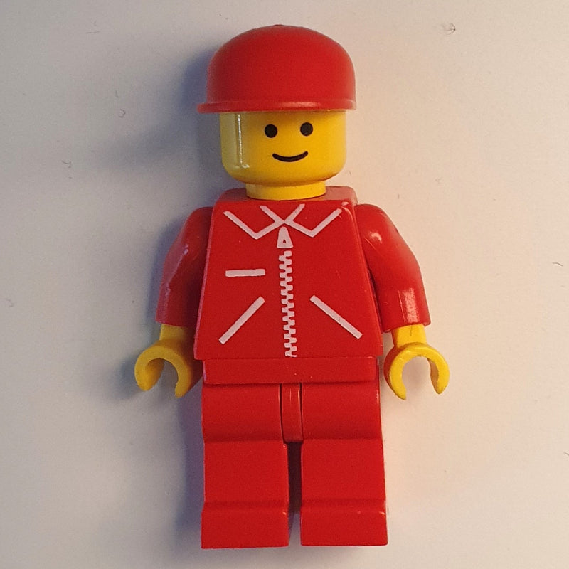 fig-008160 – Man, Red Jacket with Zipper and Pockets, Red Cap