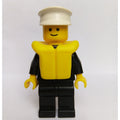 fig-008162 – Policeman, Black Suit with Badge, White Hat, Yellow Life Vest