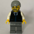 fig-008169 – Man, Black Vest over White Shirt with Tie, Dark Bluish Gray Legs, Light Bluish Gray Hair, Beard and Glasses