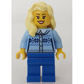 fig-008187 – Woman, Bright Light Blue Cardigan, Blue Legs, Bright Light Yellow Hair