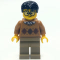 fig-008192 – Man, Medium Dark Argyle Sweater, Dark Tan Legs, Black Hair, Glasses