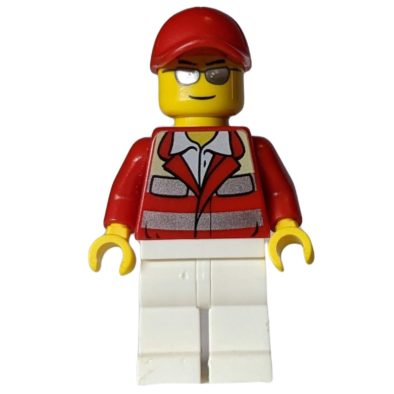 fig-008196 – Paramedic, Red Jacket, White Legs, Red Cap, Silver Sunglasses