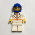 fig-008199 – Paramedic, White Jacket with Zipper, Radio and Star of Life, Blue Helmet with Visor, Silver Sunglasses