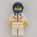 fig-008200 – Paramedic, White Jacket with Zipper, Radio and Star of Life, Blue Helmet with Visor, Glasses