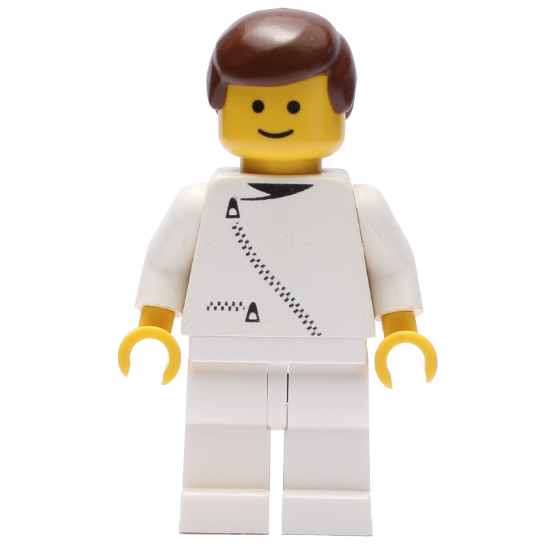 fig-008202 – Man, White Jacket with Zipper, White Legs, Brown Hair