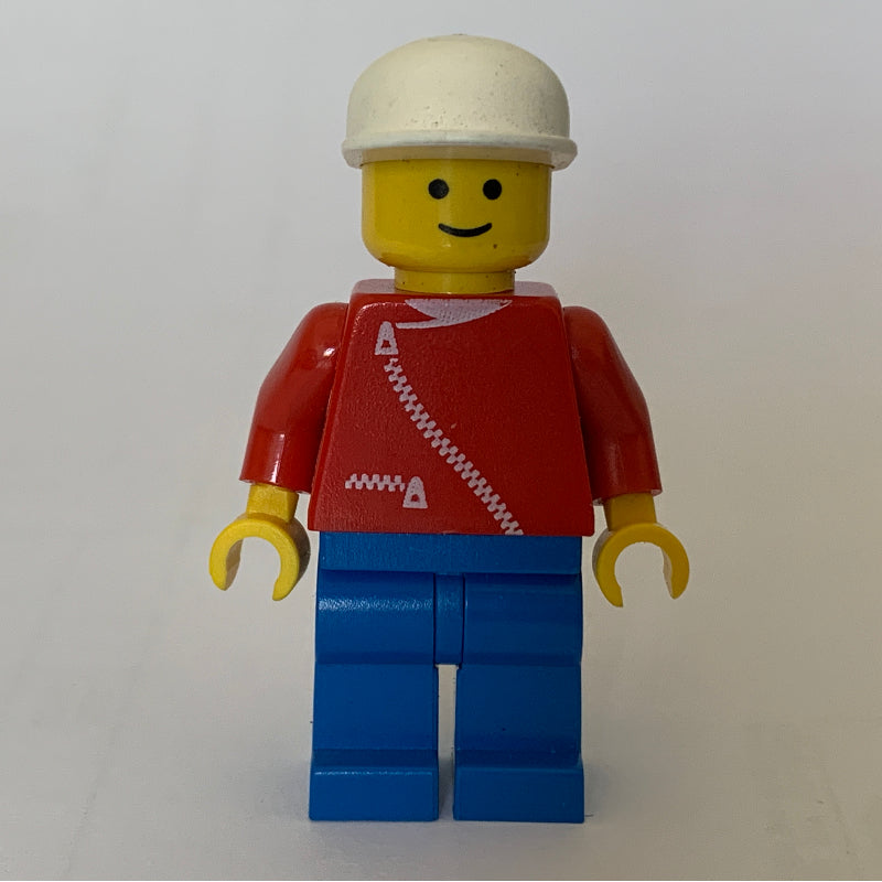fig-008207 – Man, Red Jacket with Zipper, Blue Legs, White Cap