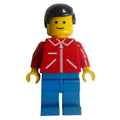 fig-008209 – Man, Red Jacket with Zipper, Blue Legs, Black Hair