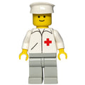 fig-008213 – Doctor, White Jacket with Red Cross, Light Gray Legs, White Hat