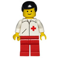 fig-008217 – Doctor, White Jacket with Red Cross, Red Legs, Black Hair