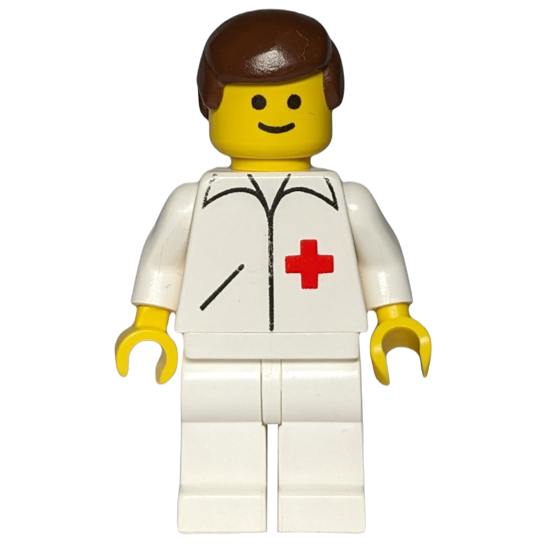 fig-008220 – Doctor, White Jacket with Red Cross, White Legs, Brown Hair