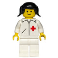 fig-008221 – Doctor, Woman, White Jacket with Red Cross, White Legs, Black Pigtails