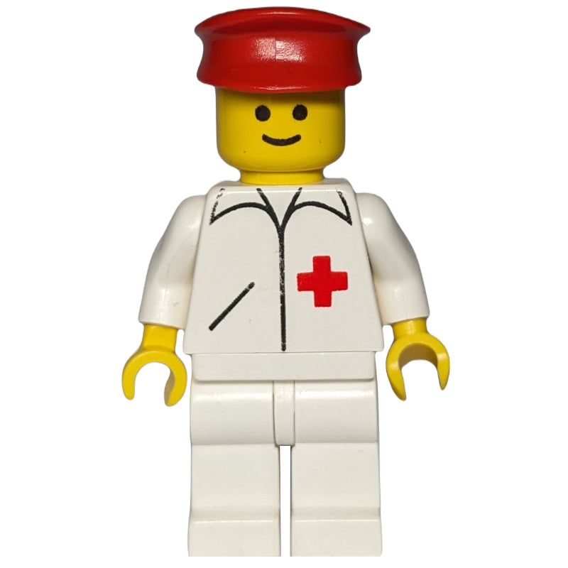fig-008222 – Doctor, White Jacket with Red Cross, White Legs, Red Hat