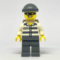 fig-008237 – Criminal, Prison Shirt with #50380, Dark Bluish Gray Legs, Dark Bluish Gray Hat, Backpack, Black Eyemask