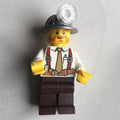 fig-008239 – Miner, White Shirt with Tie and Suspenders, Mining Hat, Mutton Chops and Moustache
