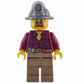 fig-008242 – Miner, Dark Red Flannel Shirt, Dark Tan Legs, Mining Hat, Goatee Beard and Goggles