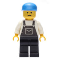 fig-008295 – Man, Black Overalls, Blue Cap